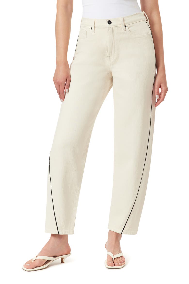 High Rise Piped Barrel Leg Pants, Main, color, WINTER WHITE