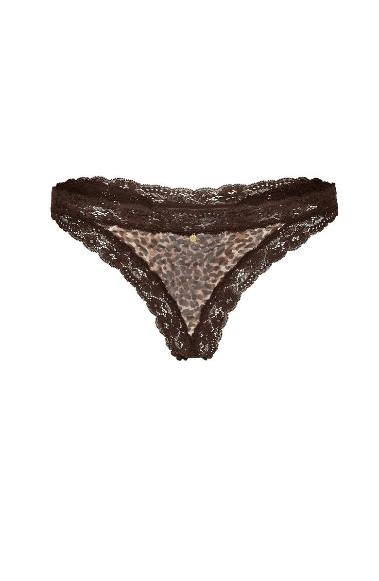 Adore Me Akari Thong Panties, Main, color, Animal Brown