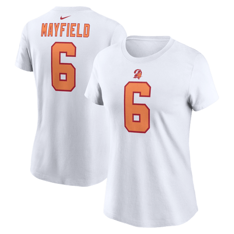Women's Nike Baker Mayfield White Tampa Bay Buccaneers Name & Number T-Shirt