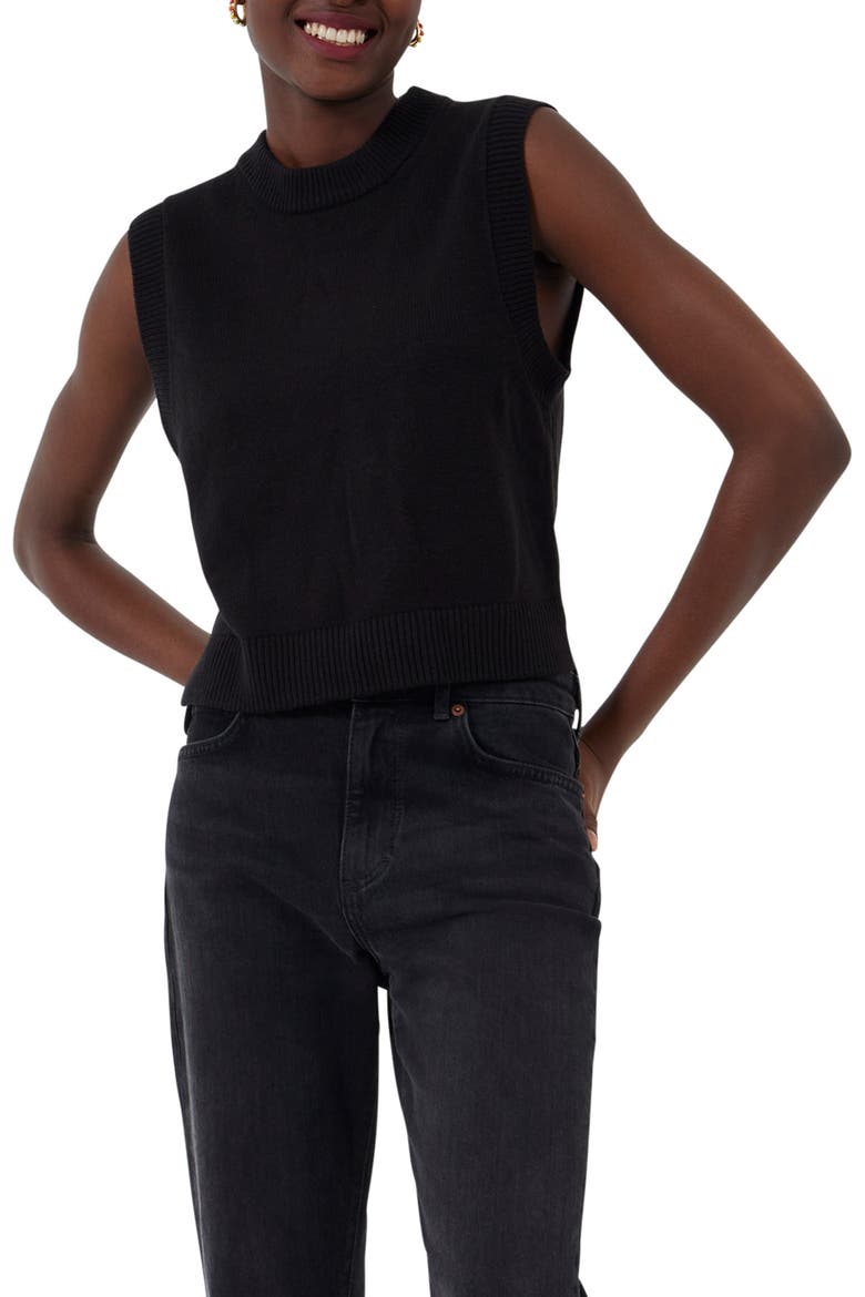 Millia Ribbed Sweater Vest, Main, color, BLACK