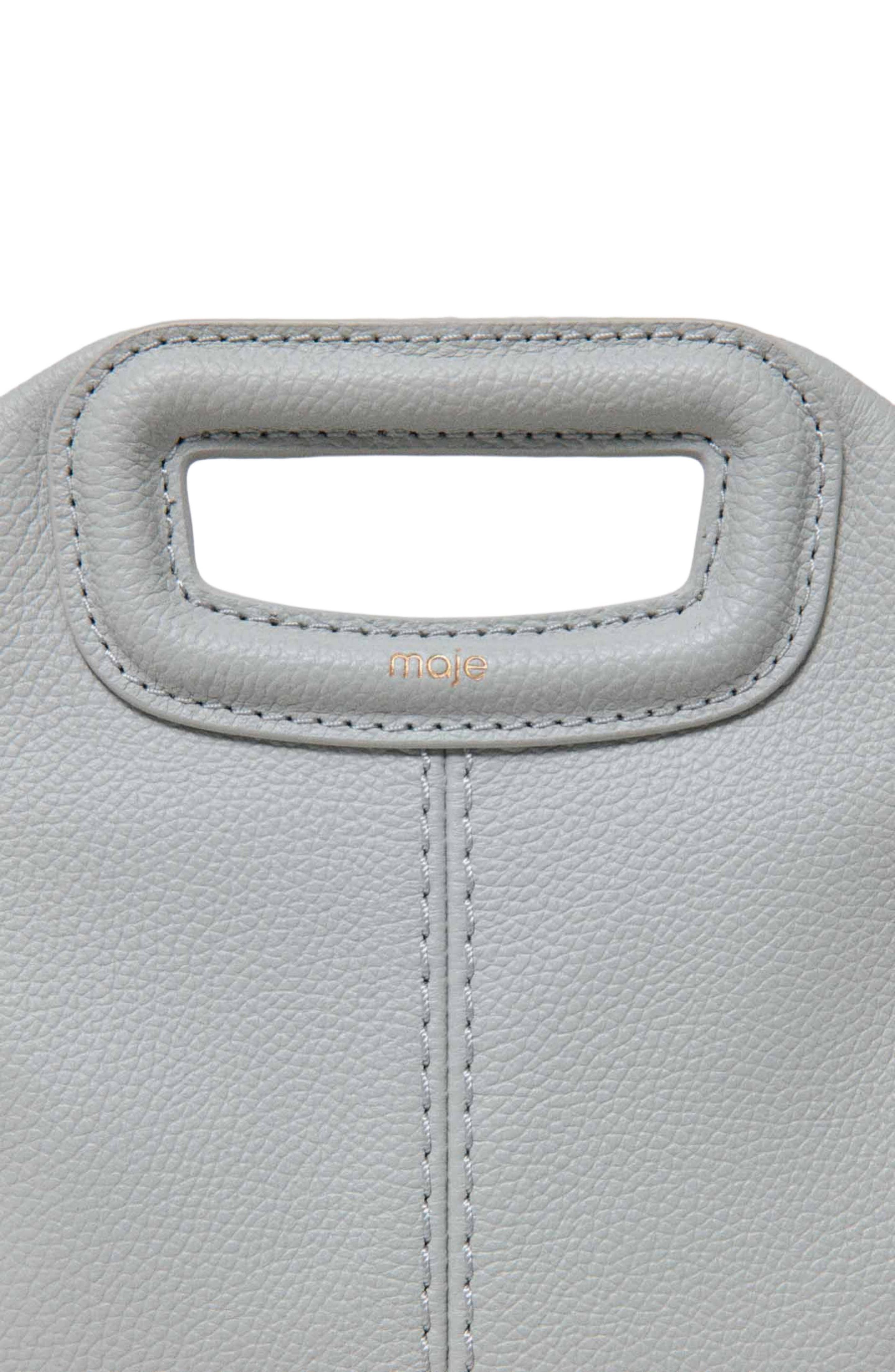 maje Grained leather Miss M bag, Alternate, color, Light Grey