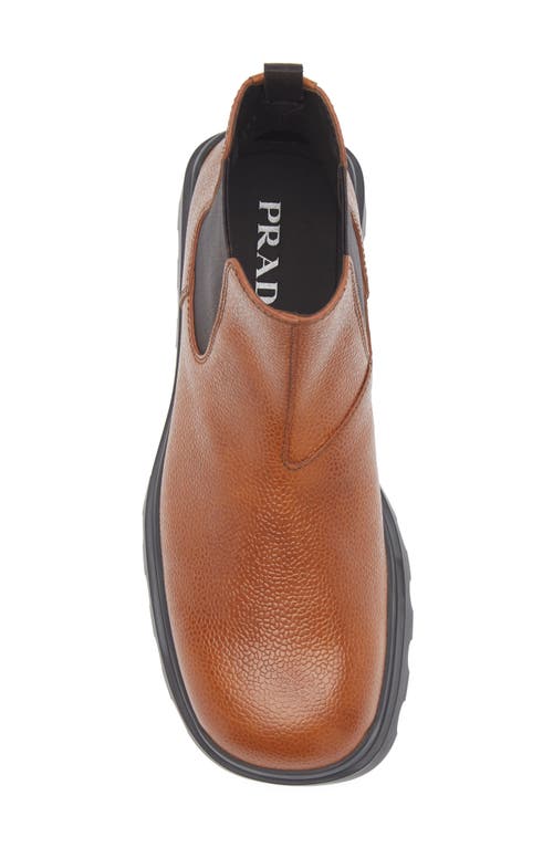 Prada Lug Sole Chelsea Boot In Brown