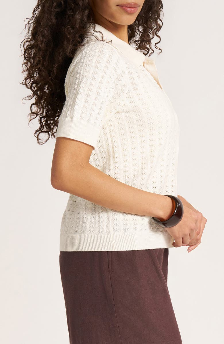 matty m. Solana Pointelle Polo Cardigan, Alternate, color, 