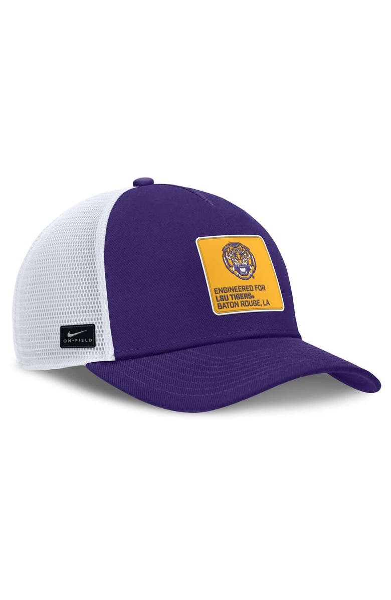 Nike Men's Nike  Purple/White LSU Tigers 2025 On-Field Rise Engineered Trucker Adjustable Hat, Alternate, color, Purple