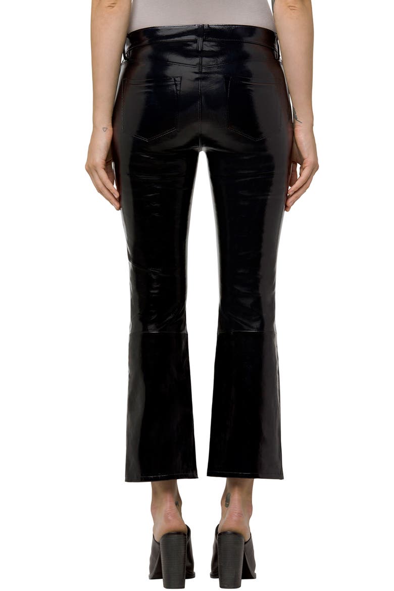 Selena Crop Bootcut Patent Leather Jeans, Alternate, color, PATENT BLACK