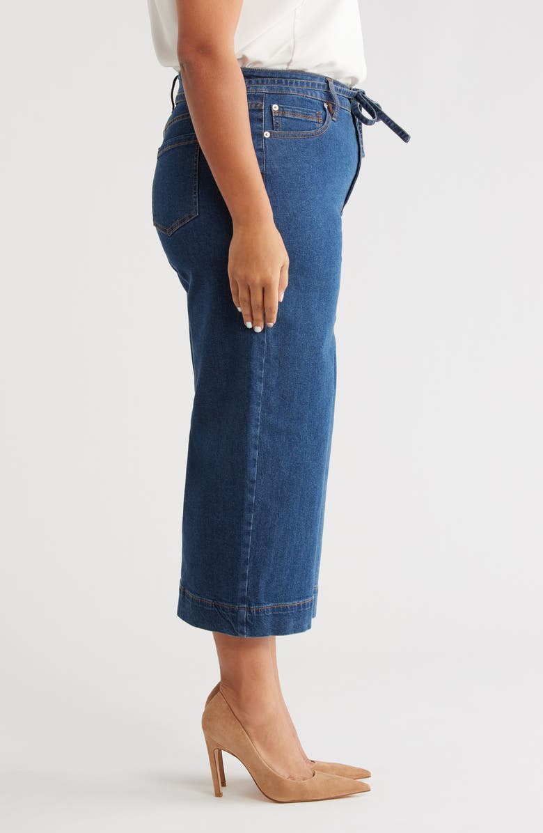 Anne Klein Wide Leg Drawstring Jeans, Alternate, color, Harbor Wash