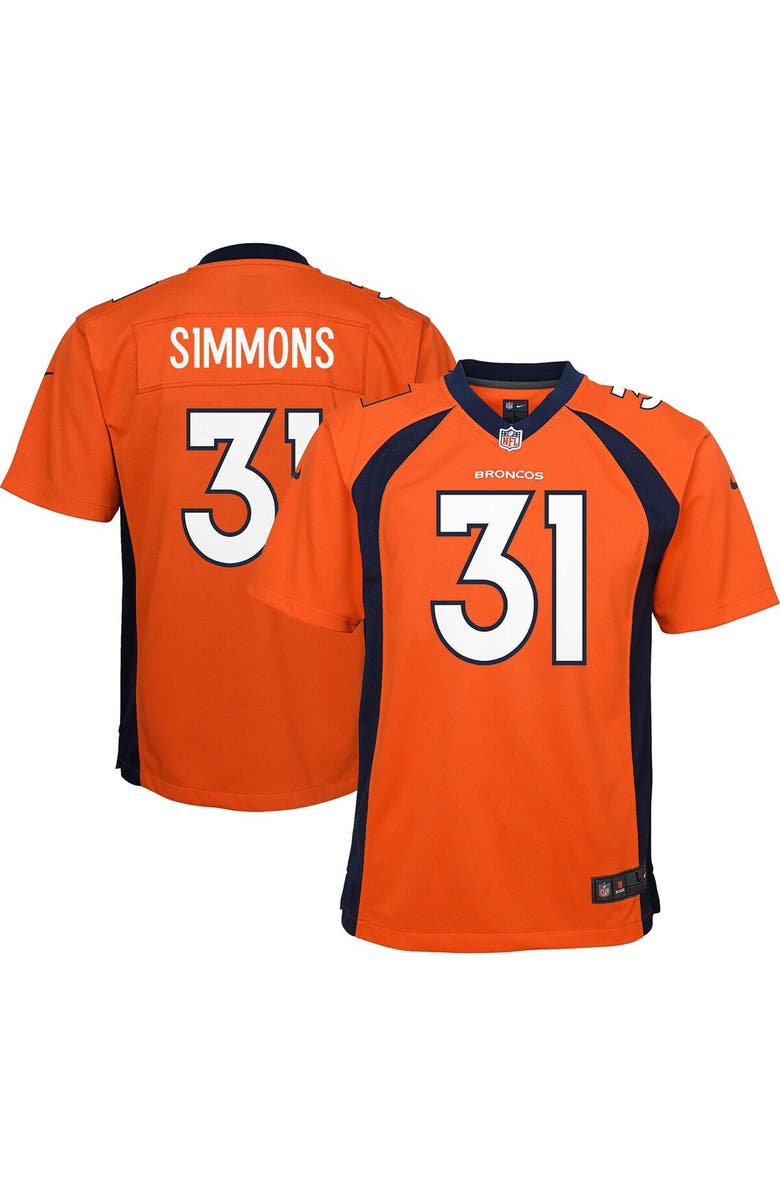 Nike Youth Nike Justin Simmons Orange Denver Broncos Game Jersey, Main, color, 