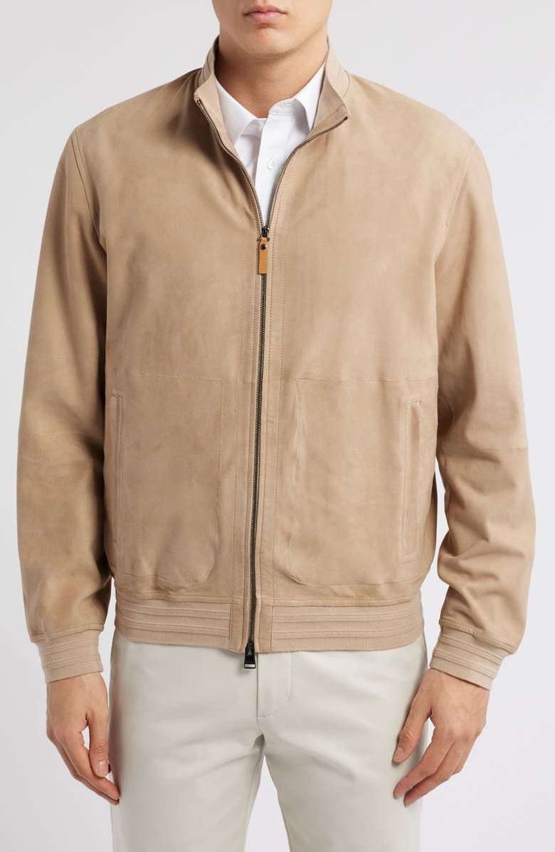 Canali Ultrasoft Suede Bomber Jacket, Alternate, color, 