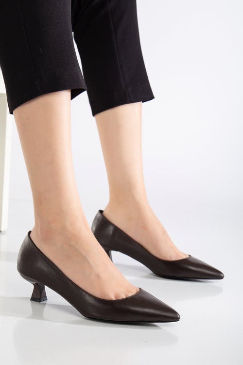 Forever & Always Shoes Helly Kitten Heel Leather Stiletto Pumps