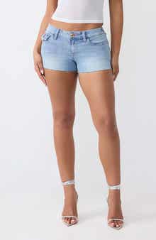 Joey Flap Raw Hem Cutoff Denim Shorts