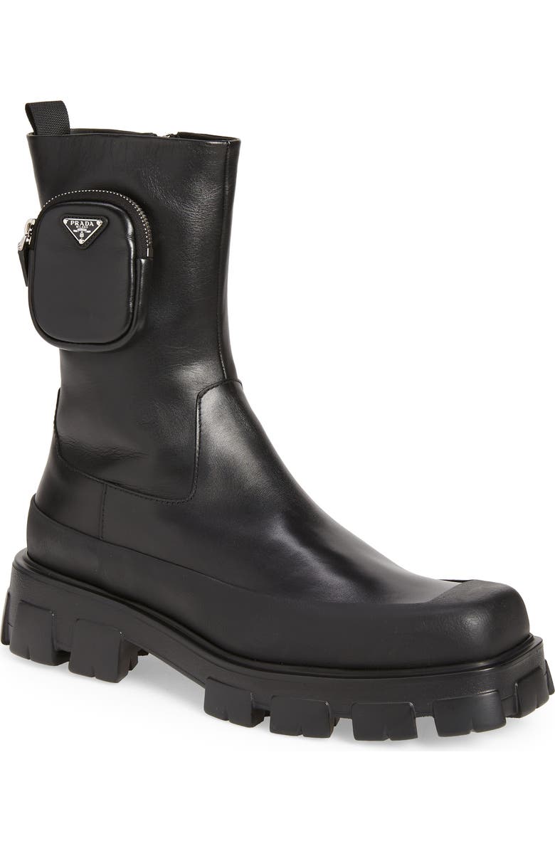 Prada Monolith Chelsea Boot with Pouch, Main, color,