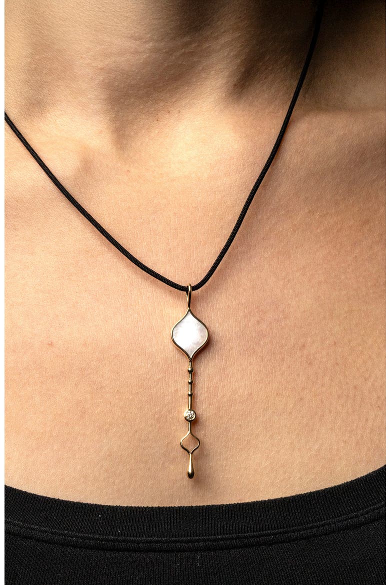 Unity Wand Mother-of-Pearl & Lab Grown Diamond Pendant Necklace, Alternate, color, 18K ROSE GOLD