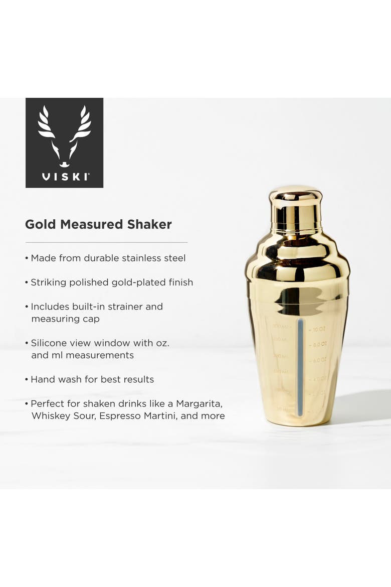 Belmont Measured Cocktail Shaker, Alternate, color, Gold