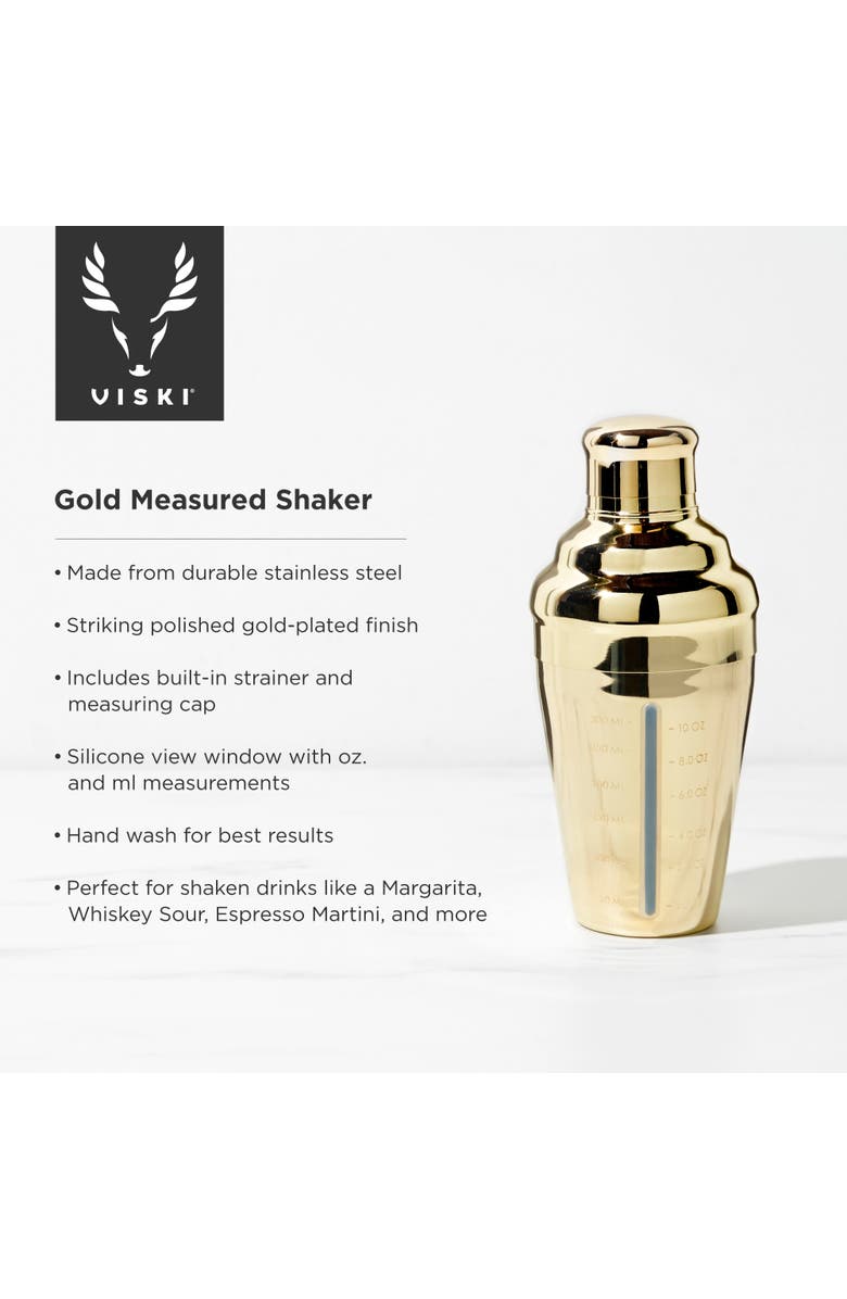 Viski Belmont Measured Cocktail Shaker, Alternate, color, Gold