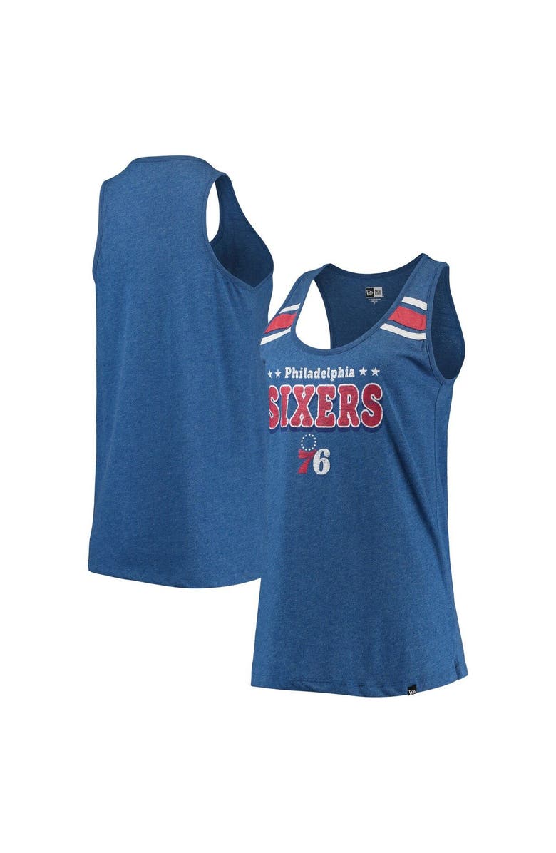 New Era Women's New Era Heathered Royal Philadelphia 76ers Scoop-Neck Racerback Tank Top, Main, color, Heather Royal