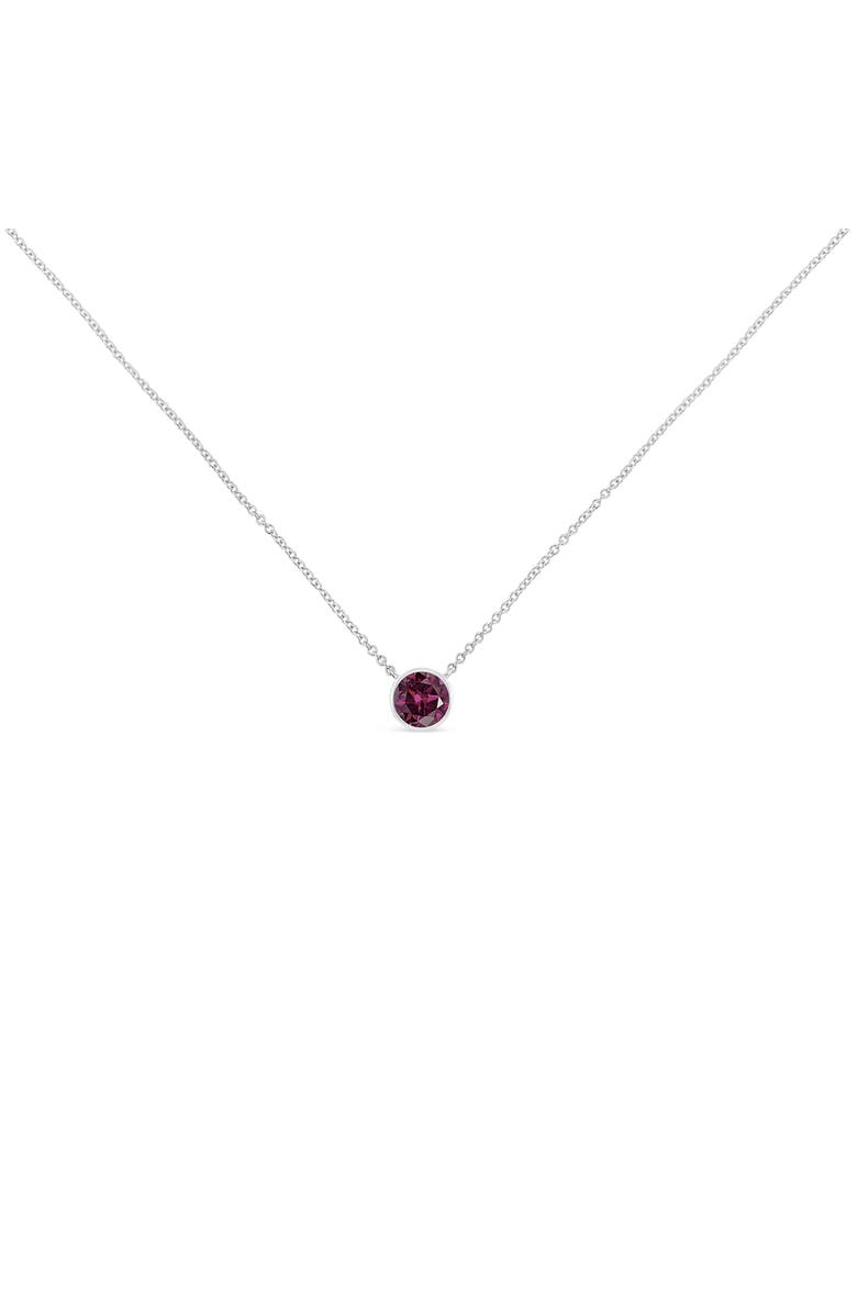 Haus of Brilliance .925 Sterling Silver Bezel Set 3.5mm Created Gemstone Solitaire 18" Pendant Necklace, Alternate, color, Purple Amethyst