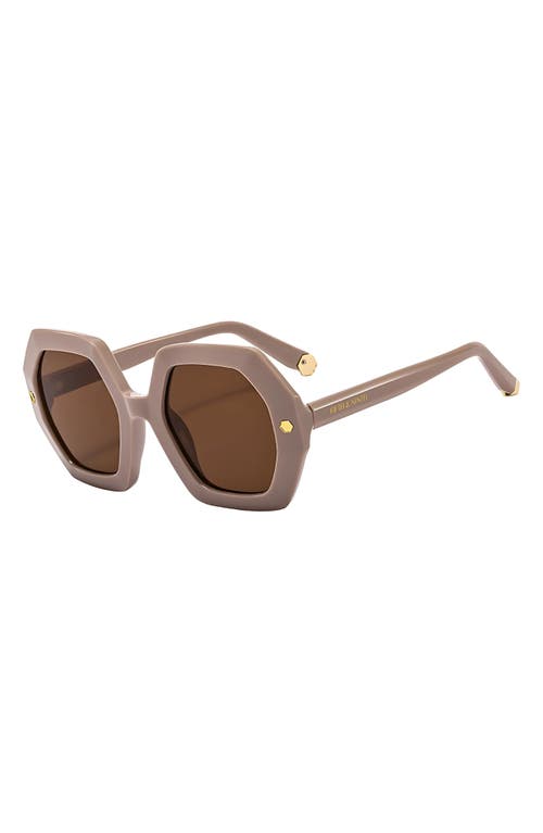 Fifth & Ninth Haven 52mm Polarized Geometric Sunglasses In Tan/brown