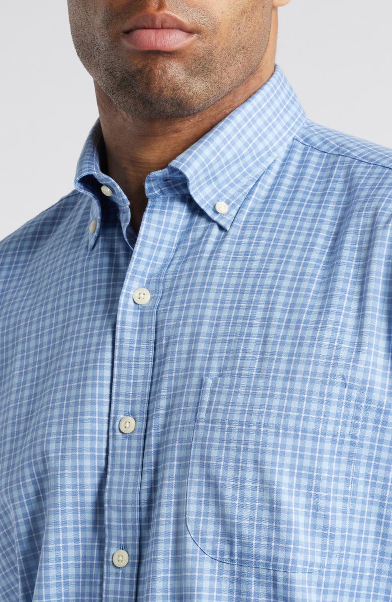 Peter Millar Caspian Check Stretch Cotton & Modal Blend Button-Down Shirt, Alternate, color, Blue Freesia