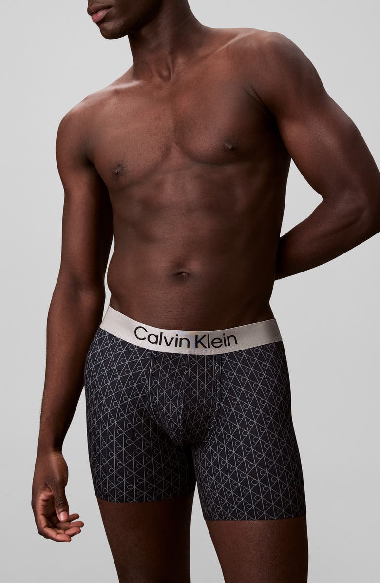 Calvin Klein Brushed Microfiber Jersey Boxer Briefs, Main, color, Black/ Ashford Gray