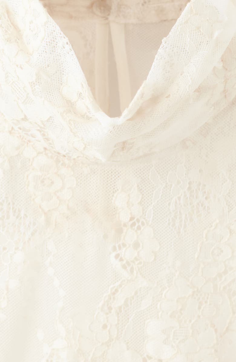 MANGO Blusa Lace Ruffle Cuff Top, Alternate, color, Ecru