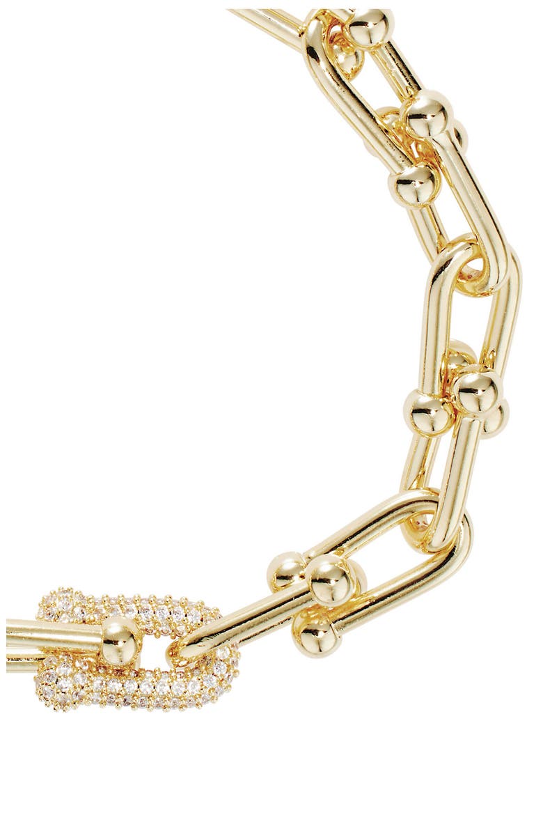 Horseshoe Pavé Chain Bracelet, Alternate, color, GOLD