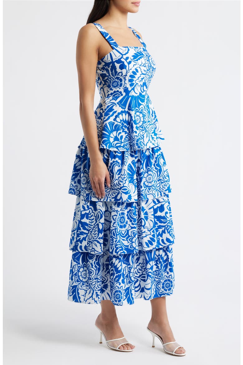 Floral Tiered Maxi Dress, Alternate, color, BLU IVORY