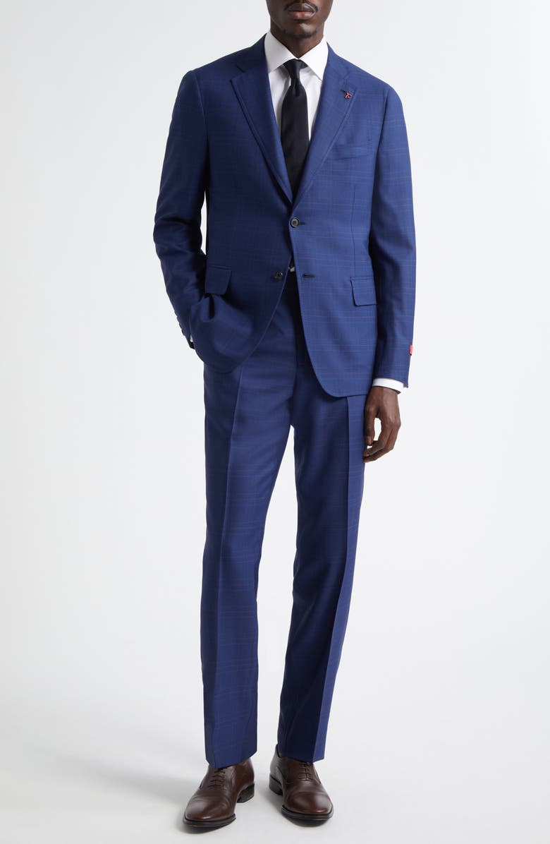 ISAIA Sanita Windowpane Check Wool Suit, Alternate, color, Blue Medio 810