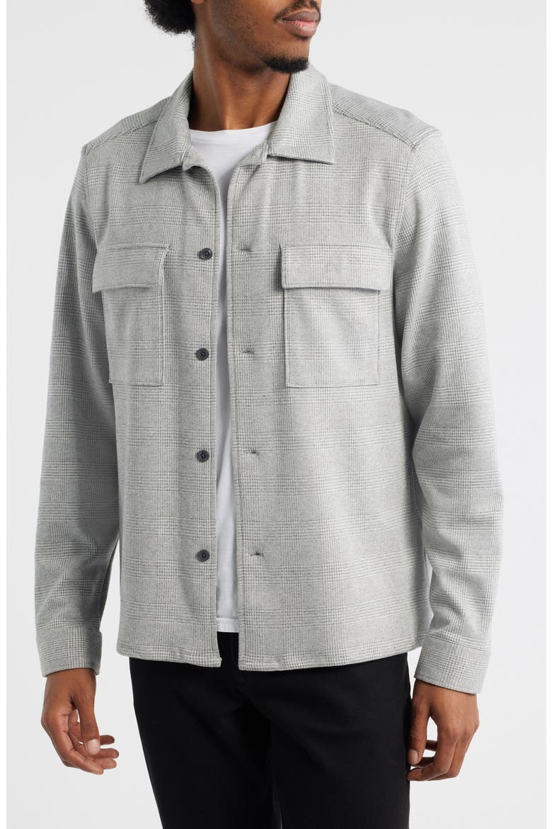 Laroy Grey Glen Check Button-Up Overshirt, Main, color, SOFT GREY