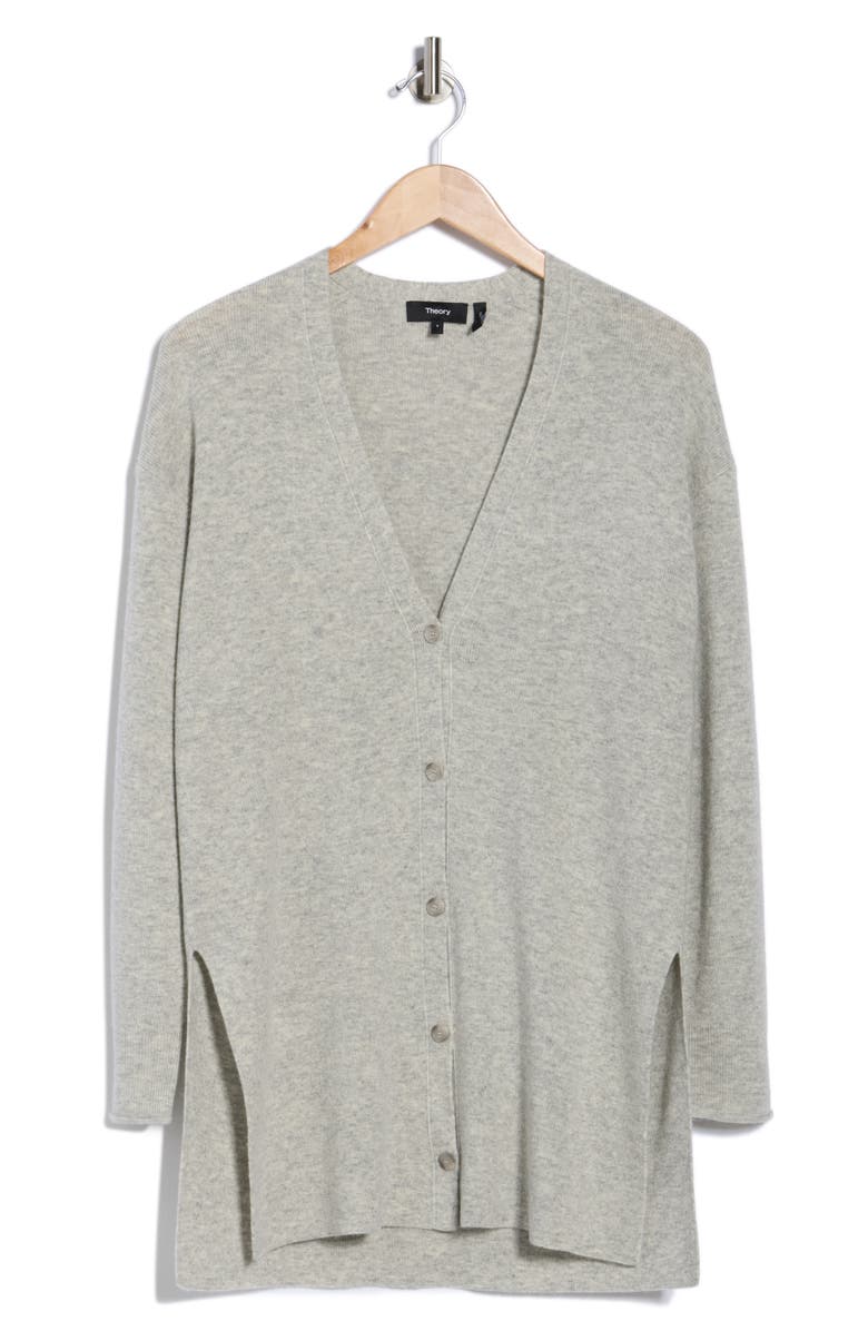 Theory Wool & Cashmere Long Cardigan, Alternate, color, Light Grey Melange