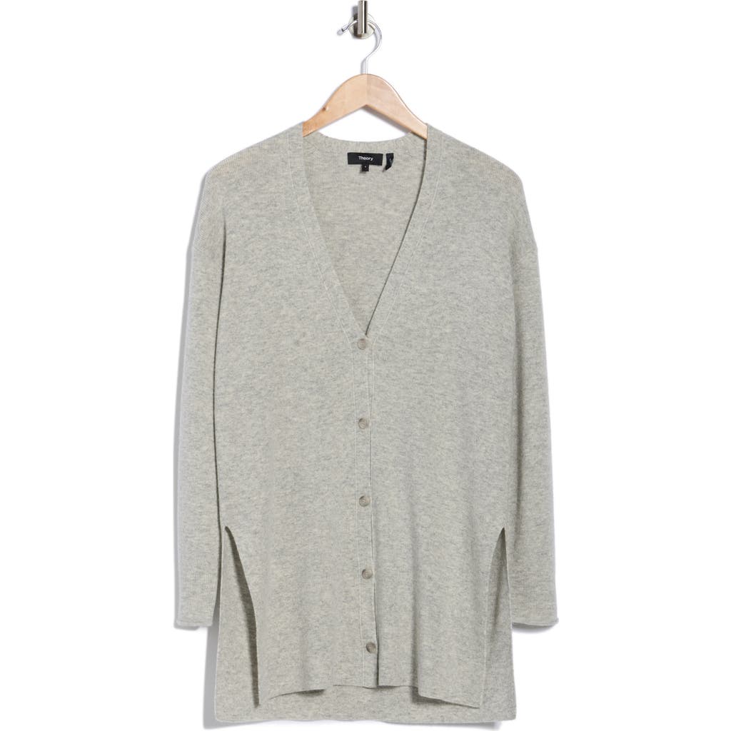 Theory Wool & Cashmere Long Cardigan In Gray