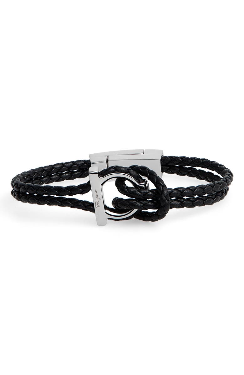 FERRAGAMO Salvatore Ferragamo Braided Leather Bracelet, Main, color, 