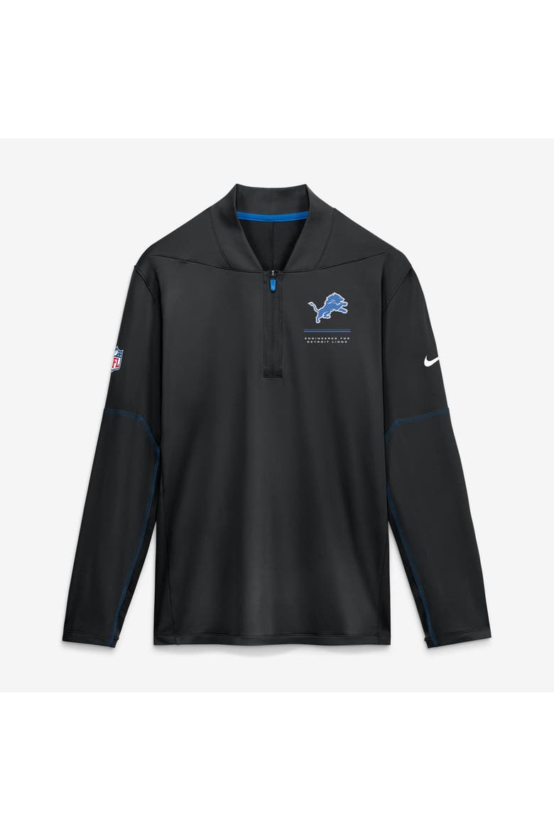 Men's Nike Black Detroit Lions Sideline Logo Glory Midweight Dri-FIT Half-Zip Pullover, Main, color, Black