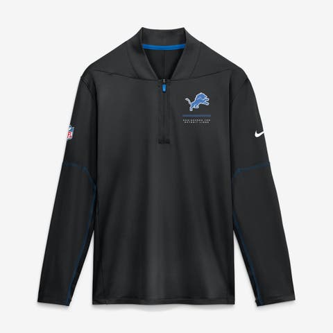 Men's Nike Black Detroit Lions Sideline Logo Glory Midweight Dri-FIT Half-Zip Pullover