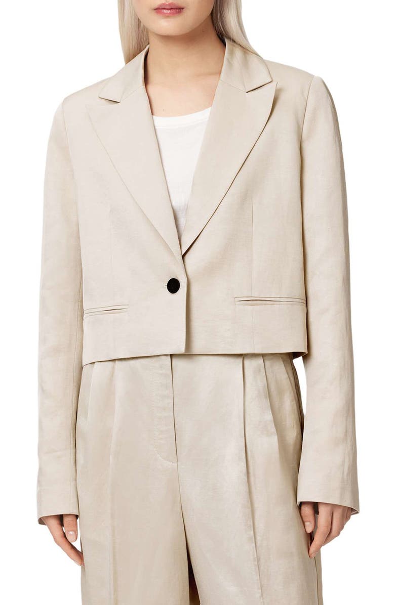 AllSaints Helena Crop Blazer, Main, color, Stone