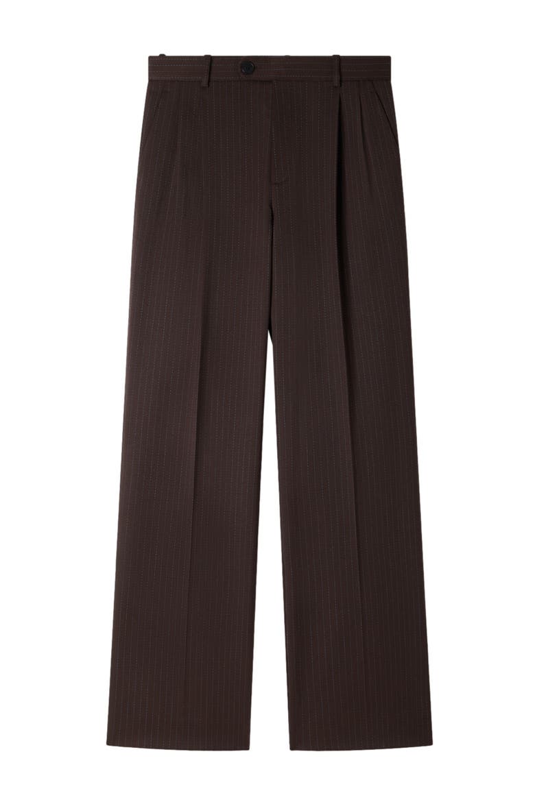 Striped straight-leg trousers, Alternate, color, Marron / bleu