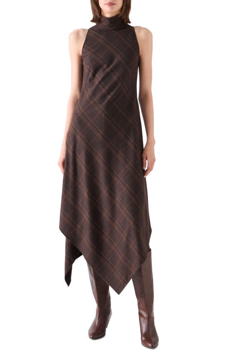 Blanket Check Sleeveless Midi Dress