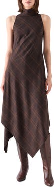 Akris punto Blanket Check Sleeveless Midi Dress