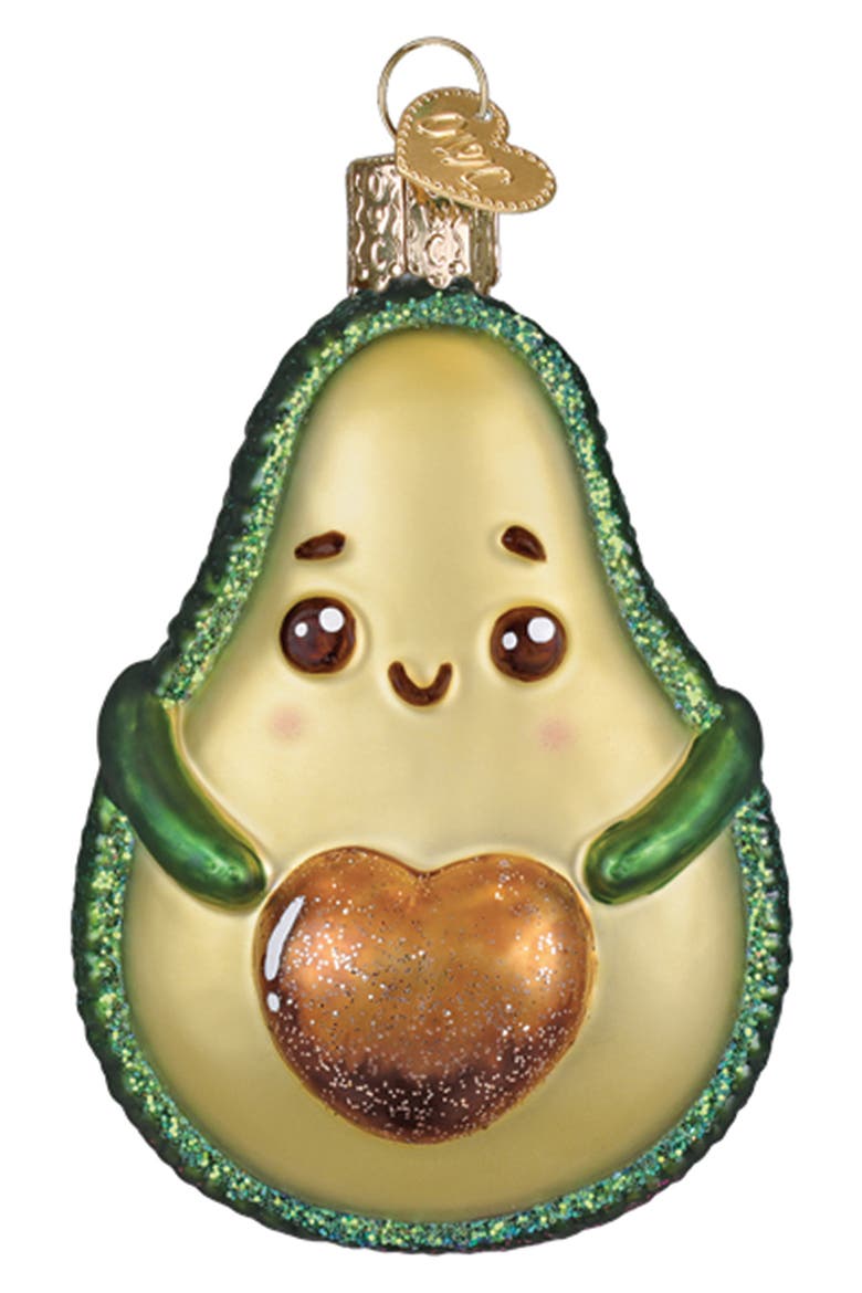 Happy Avocado Christmas Ornament, Main, color, GREEN