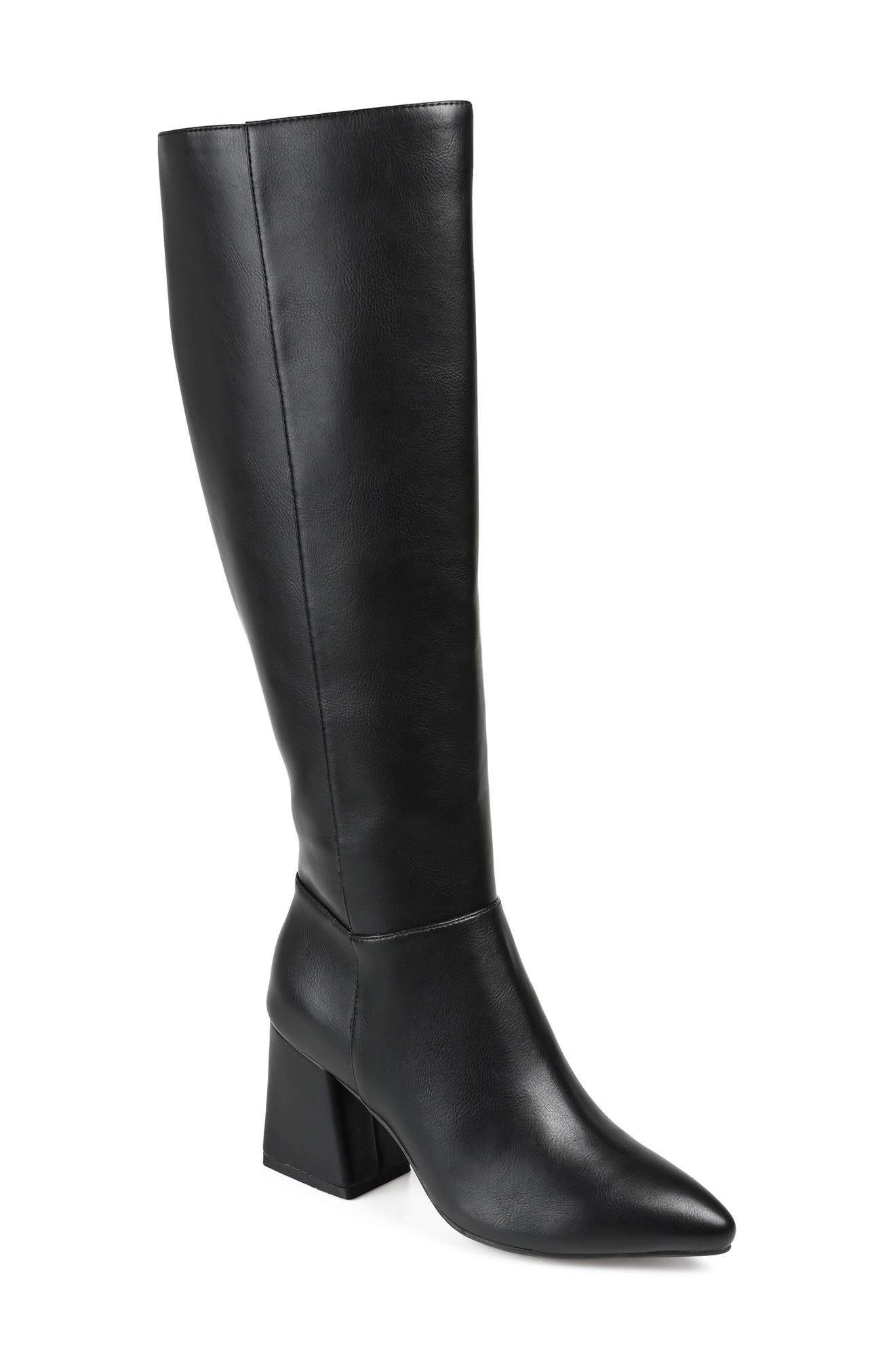 Journee Collection Landree Vegan Leather Block Heel Boot, Main, color, Black