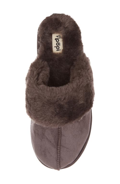 Floopi Faux Suede Faux Fur Lined Slipper In Brown
