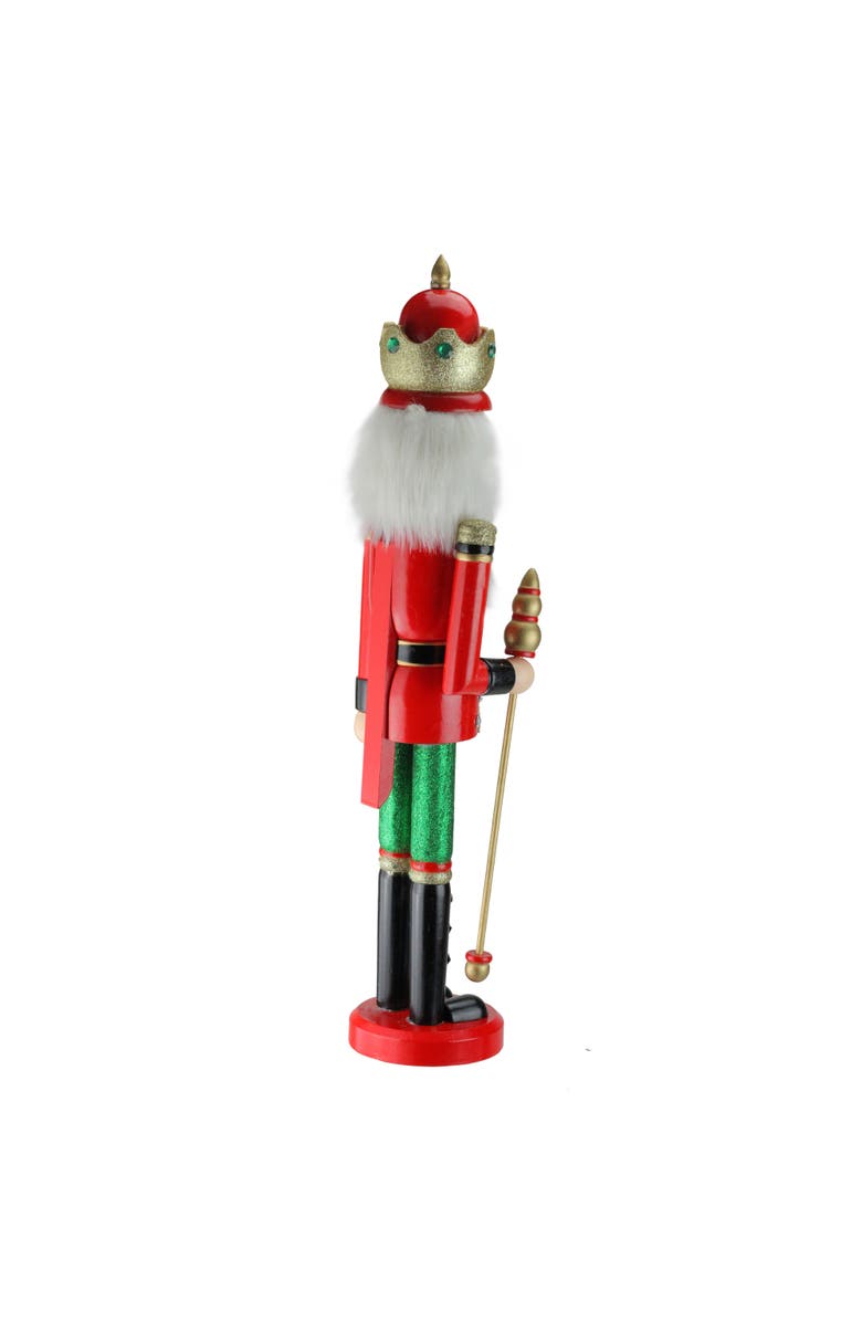 Northlight 24" Red and Green Wooden Christmas Nutcracker King with Scepter, Alternate, color, 