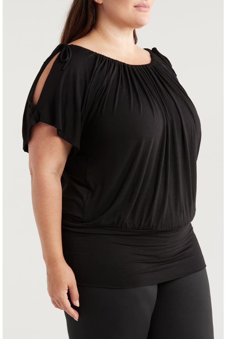 Banded Blouson Top, Alternate, color, BLACK