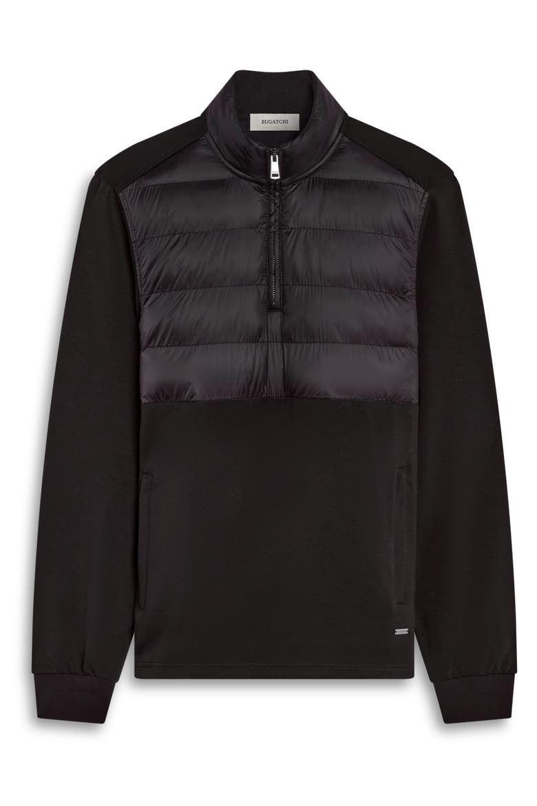 Soft Touch Quilted Quarter Zip Pullover, Alternate, color, BLACK