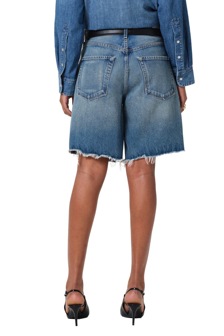 Ayla High Waist Raw Hem Cutoff Denim Bermuda Shorts, Alternate, color, BABYLONIA