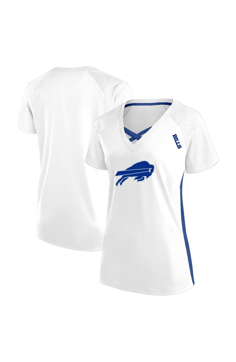 FANATICS Women's Fanatics  White Buffalo Bills Plus Size Glitter Lace-Up V- Neck T-Shirt, Alternate, color, 