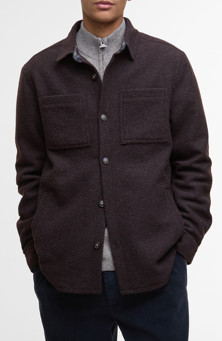 Barbour Marlow Heather Overshirt, Main, color, Dark Oak