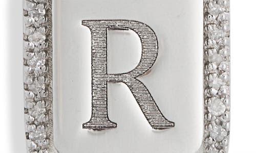 Meshmerise Diamond Initial Dog Tag Pendant Necklace In White-r