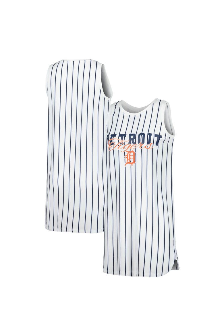 Women's Concepts Sport White Detroit Tigers Reel Pinstripe Knit Sleeveless Nightshirt, Main, color, White