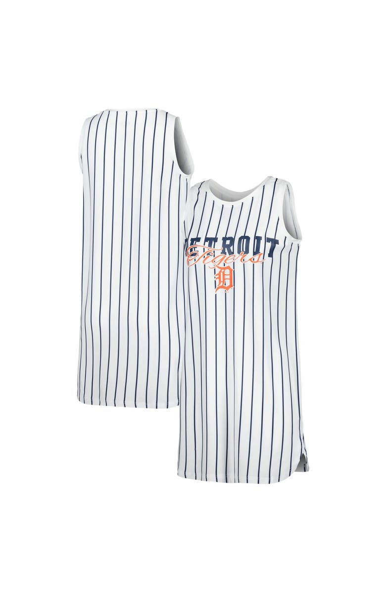 CONCEPTS SPORT Women's Concepts Sport White Detroit Tigers Reel Pinstripe Knit Sleeveless Nightshirt, Main, color, White