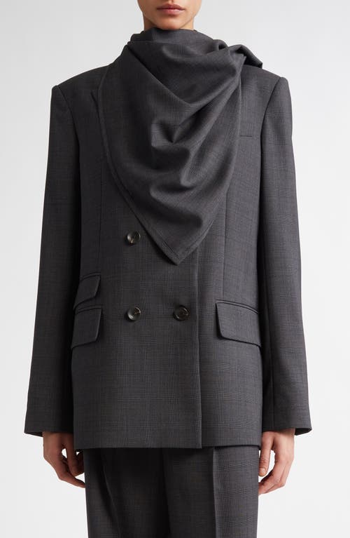 Maria McManus Cloak Double Breasted Stretch Wool Blazer in Charcoal Glen Plaid 